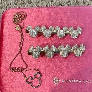 Bauble Bar Crystal Mickey Necklace and Hair Clips